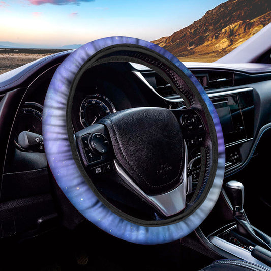Blue Light Nebula Galaxy Space Print Car Steering Wheel Cover