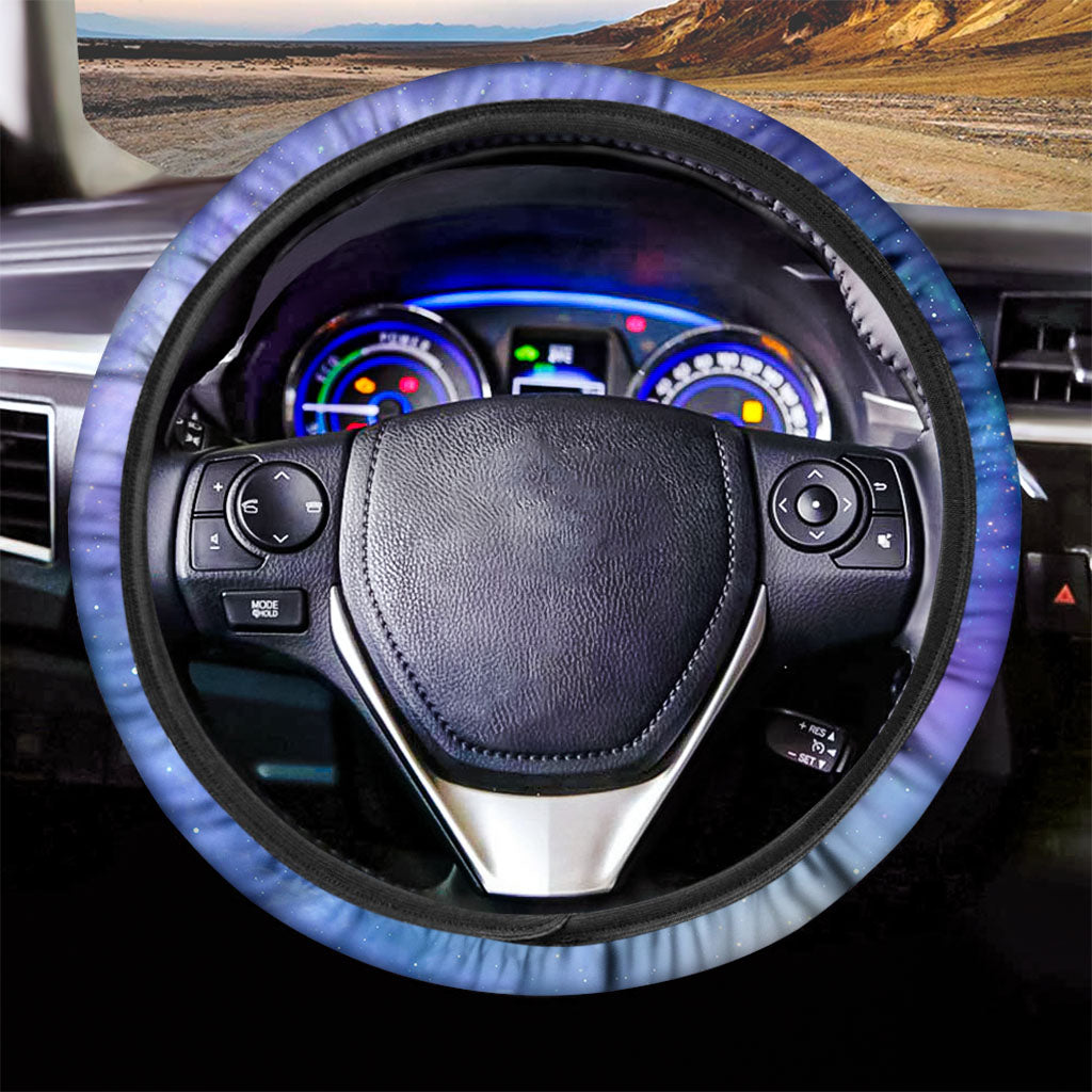 Blue Light Nebula Galaxy Space Print Car Steering Wheel Cover