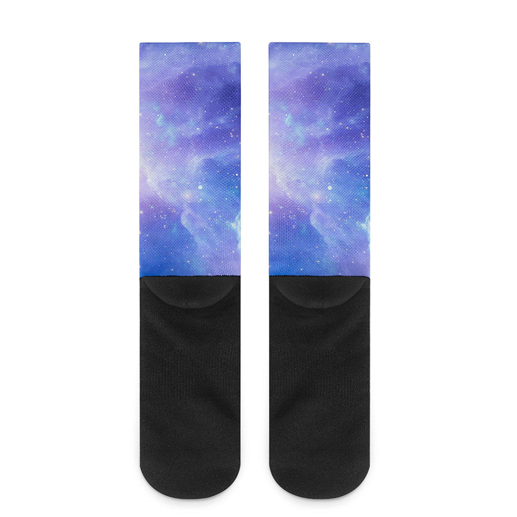 Blue Light Nebula Galaxy Space Print Crew Socks