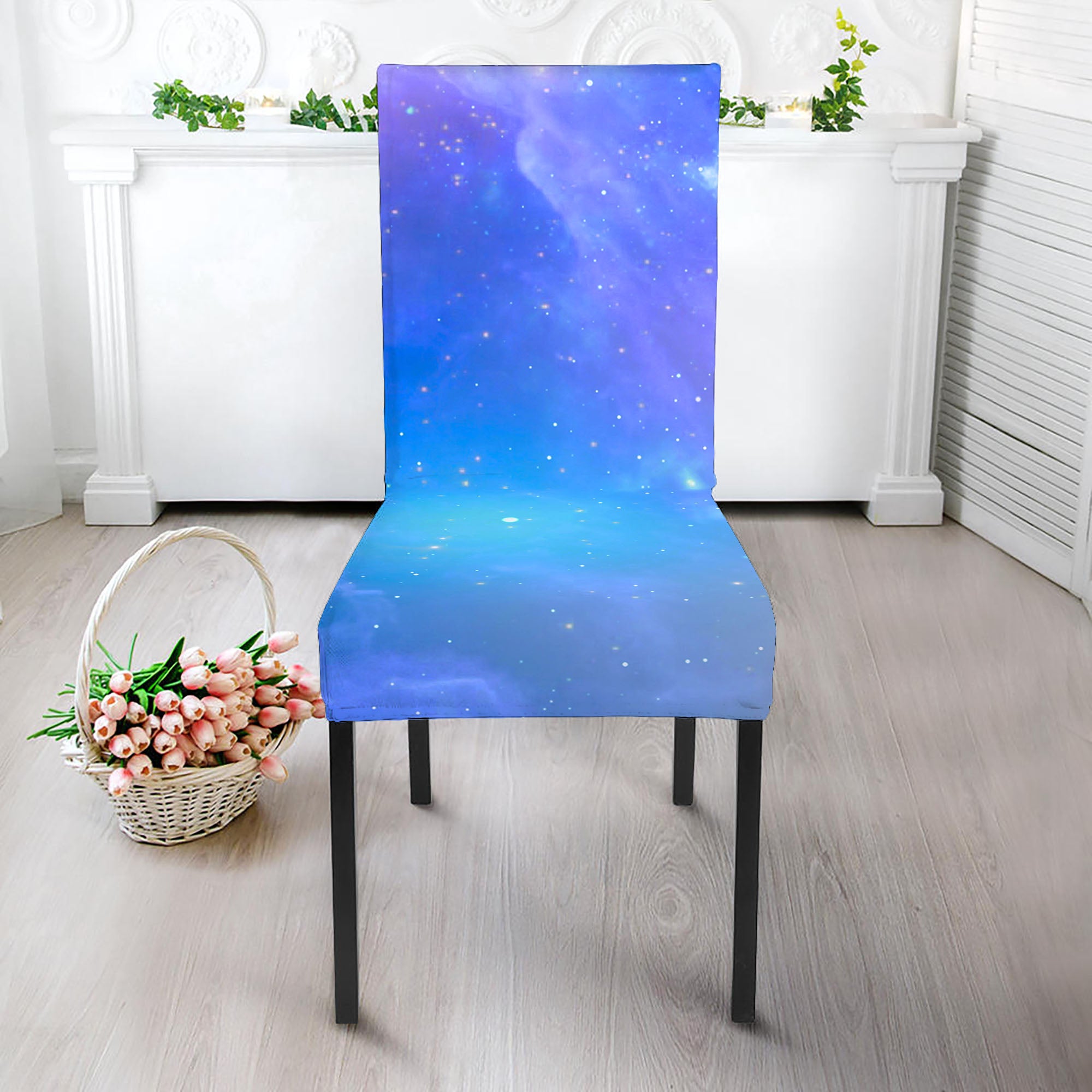 Blue Light Nebula Galaxy Space Print Dining Chair Slipcover