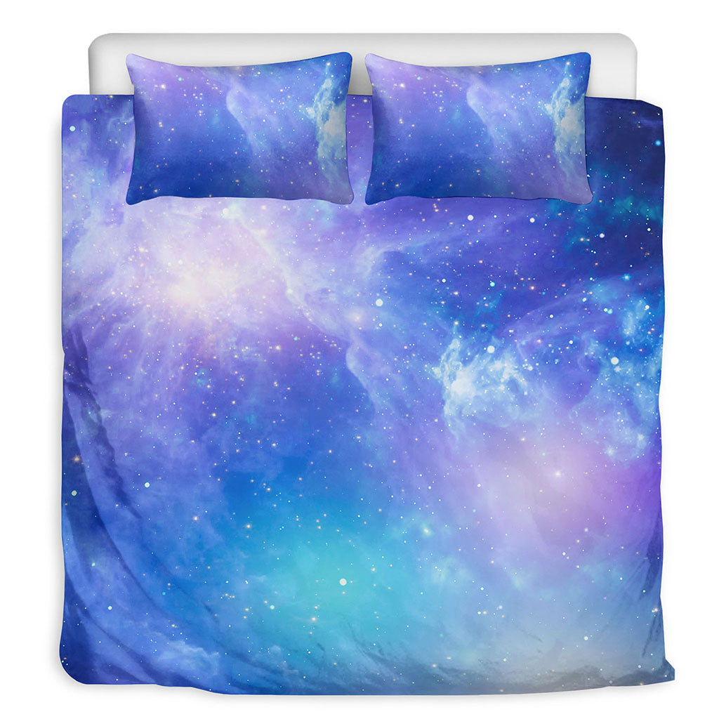 Blue Light Nebula Galaxy Space Print Duvet Cover Bedding Set