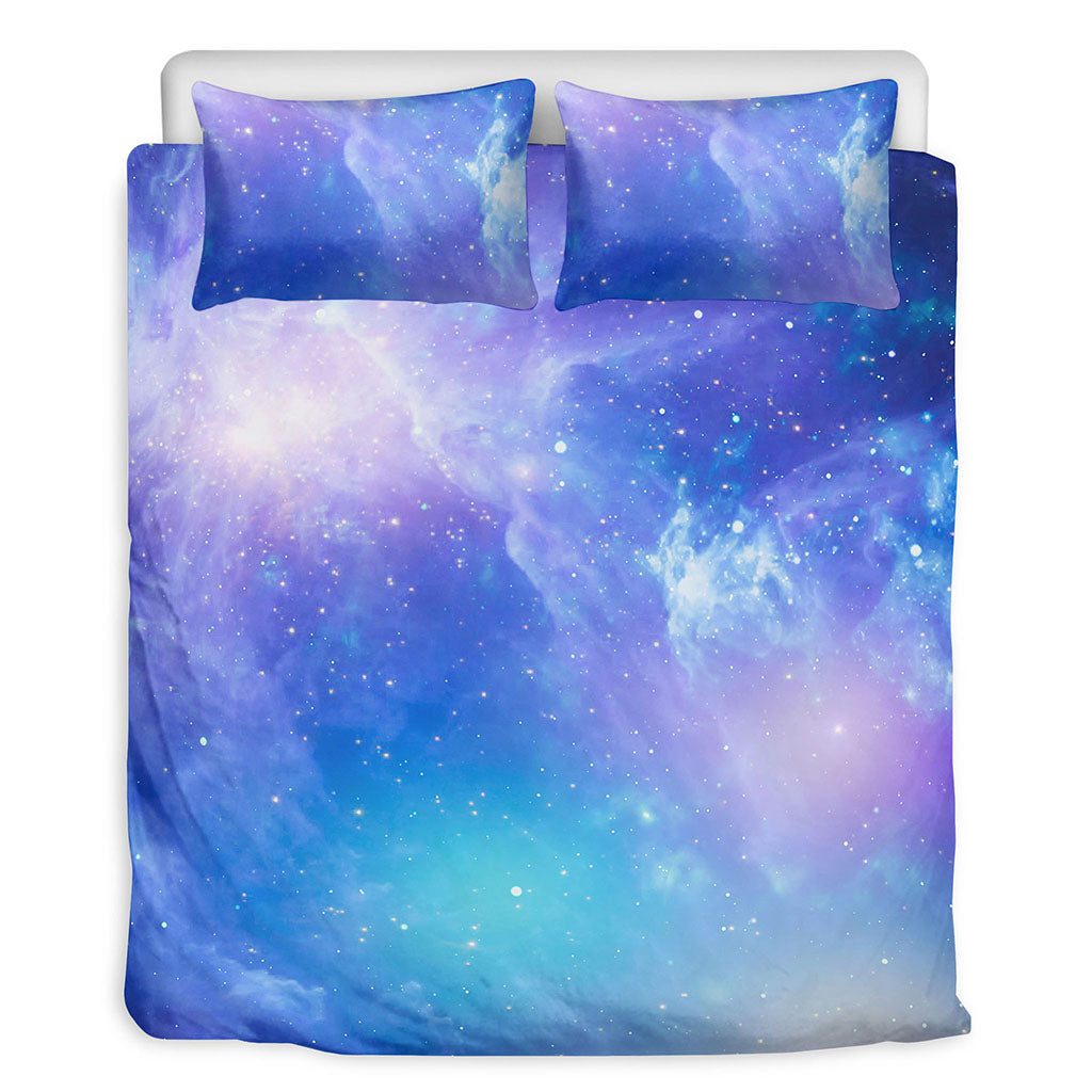Blue Light Nebula Galaxy Space Print Duvet Cover Bedding Set