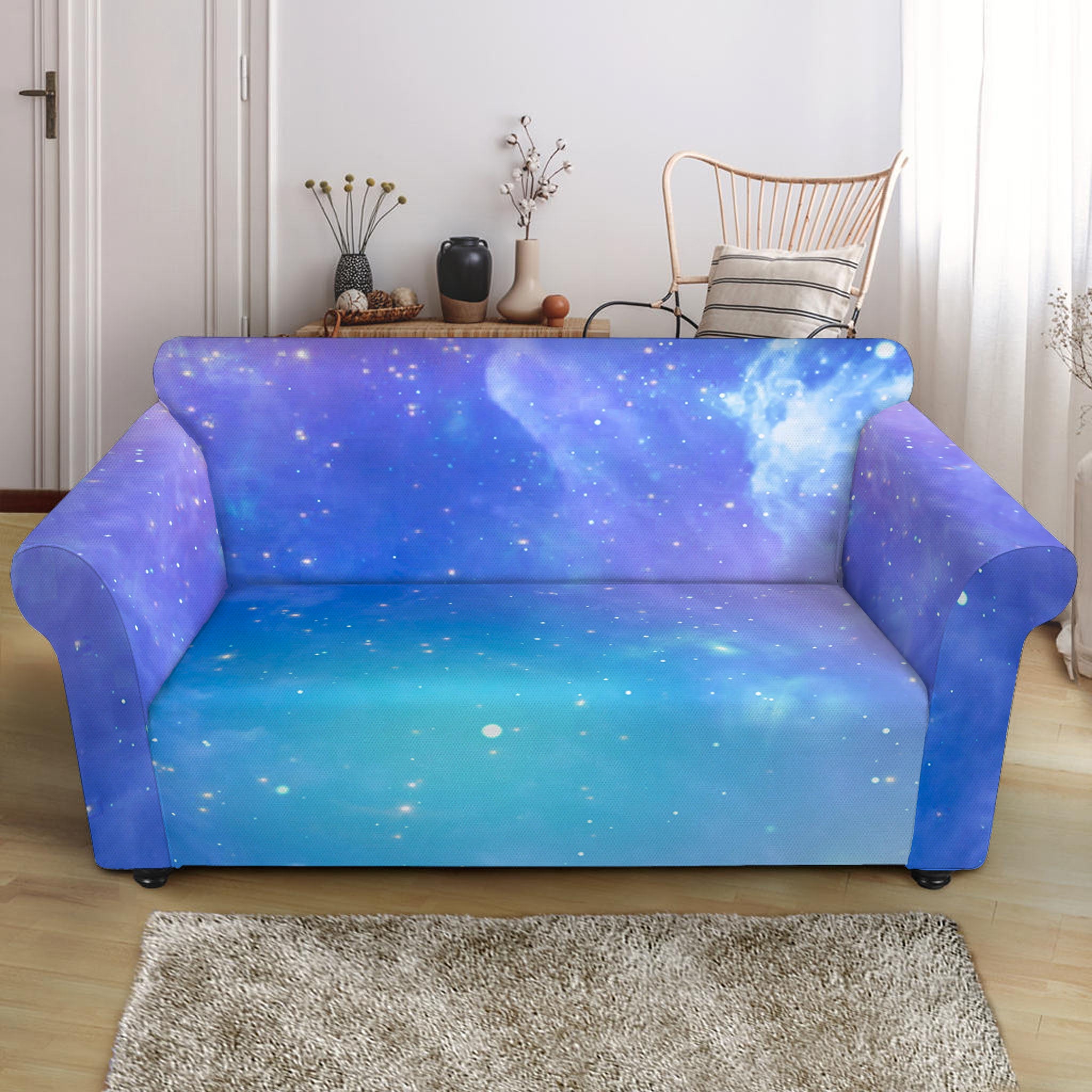 Blue Light Nebula Galaxy Space Print Loveseat Slipcover