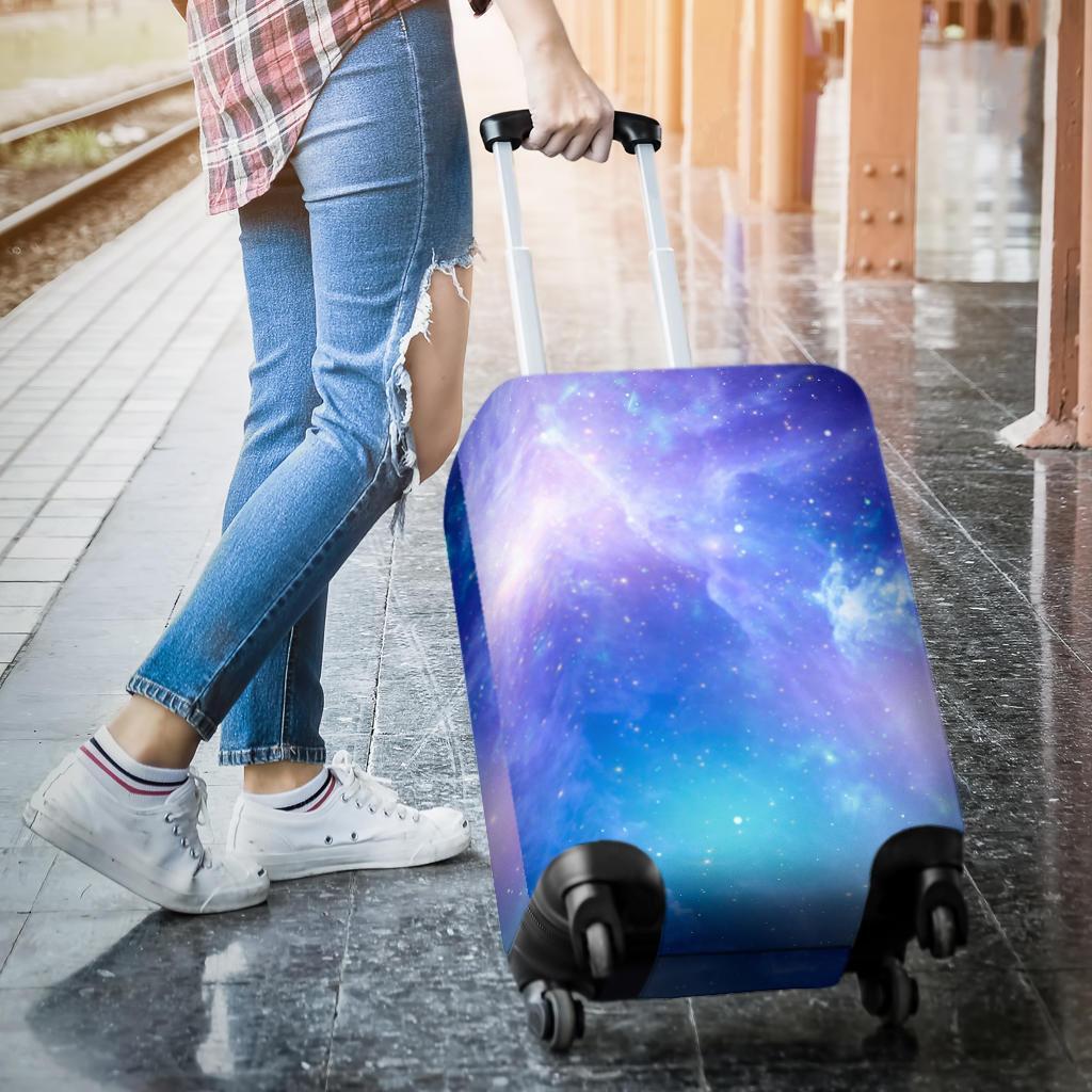 Blue Light Nebula Galaxy Space Print Luggage Cover GearFrost