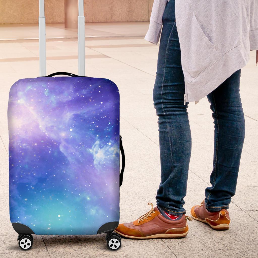 Blue Light Nebula Galaxy Space Print Luggage Cover GearFrost