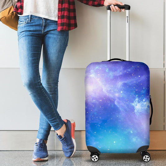 Blue Light Nebula Galaxy Space Print Luggage Cover GearFrost