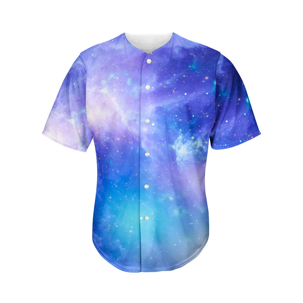 Blue Light Nebula Galaxy Space Print Men's Baseball Jersey