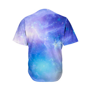 Blue Light Nebula Galaxy Space Print Men's Baseball Jersey