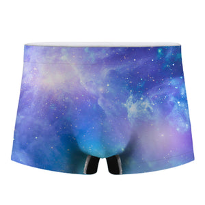 Blue Light Nebula Galaxy Space Print Men's Boxer Briefs