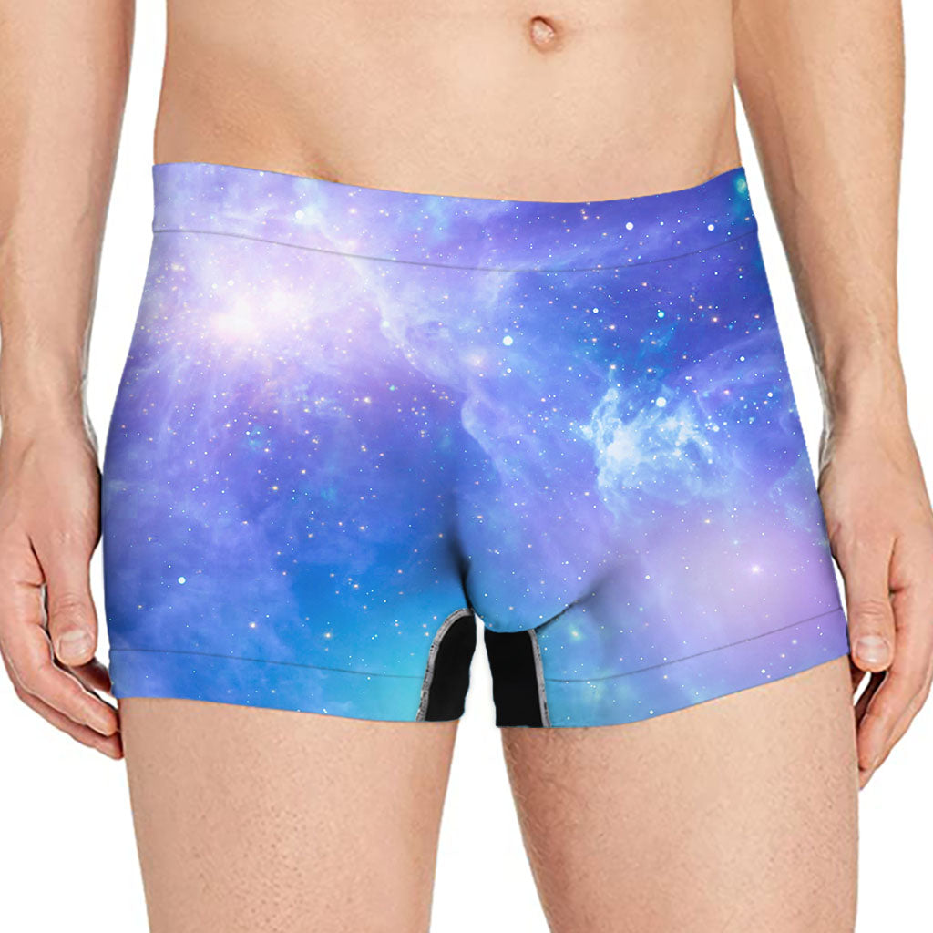 Blue Light Nebula Galaxy Space Print Men's Boxer Briefs