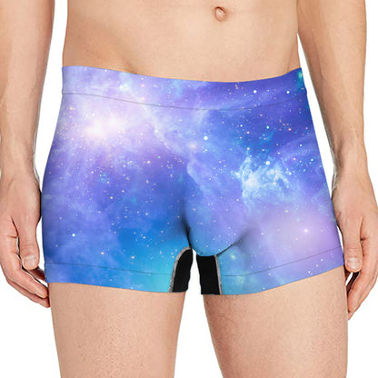 Blue Light Nebula Galaxy Space Print Men's Boxer Briefs