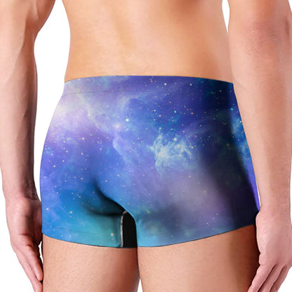 Blue Light Nebula Galaxy Space Print Men's Boxer Briefs