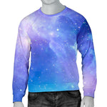Blue Light Nebula Galaxy Space Print Men's Crewneck Sweatshirt GearFrost