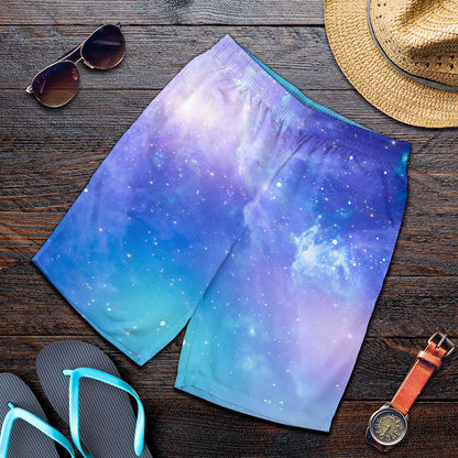Blue Light Nebula Galaxy Space Print Men's Shorts