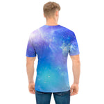 Blue Light Nebula Galaxy Space Print Men's T-Shirt