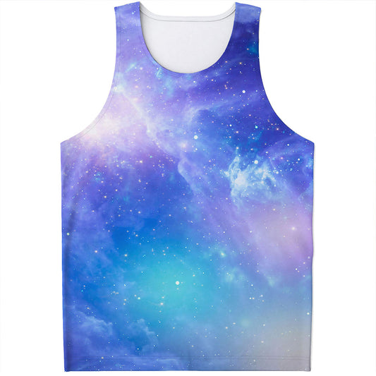 Blue Light Nebula Galaxy Space Print Men's Tank Top