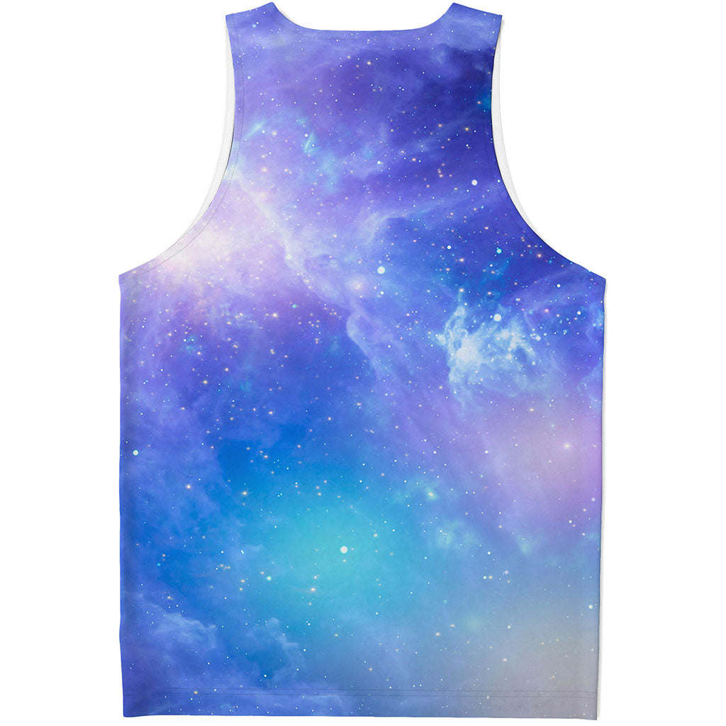 Blue Light Nebula Galaxy Space Print Men's Tank Top