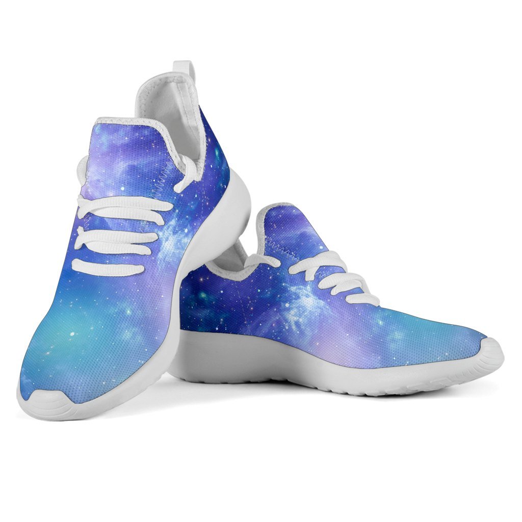 Blue Light Nebula Galaxy Space Print Mesh Knit Shoes GearFrost