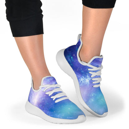 Blue Light Nebula Galaxy Space Print Mesh Knit Shoes GearFrost
