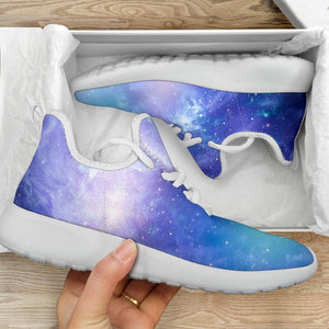 Blue Light Nebula Galaxy Space Print Mesh Knit Shoes GearFrost