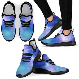 Blue Light Nebula Galaxy Space Print Mesh Knit Shoes GearFrost