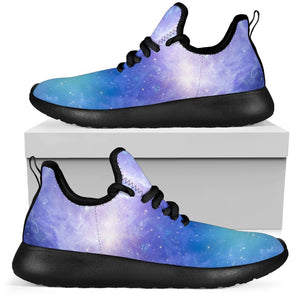 Blue Light Nebula Galaxy Space Print Mesh Knit Shoes GearFrost