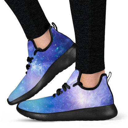 Blue Light Nebula Galaxy Space Print Mesh Knit Shoes GearFrost