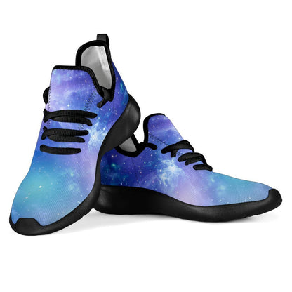 Blue Light Nebula Galaxy Space Print Mesh Knit Shoes GearFrost