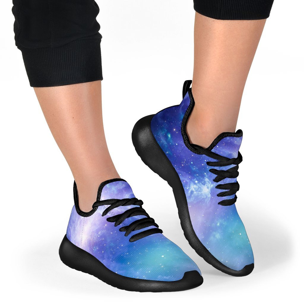 Blue Light Nebula Galaxy Space Print Mesh Knit Shoes GearFrost