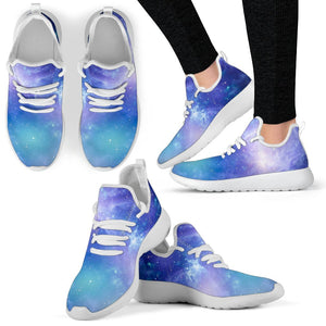 Blue Light Nebula Galaxy Space Print Mesh Knit Shoes GearFrost