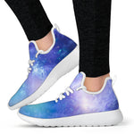 Blue Light Nebula Galaxy Space Print Mesh Knit Shoes GearFrost