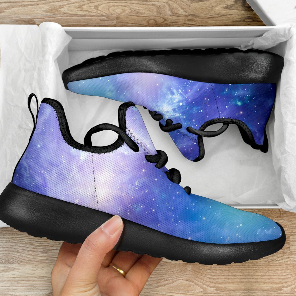 Blue Light Nebula Galaxy Space Print Mesh Knit Shoes GearFrost
