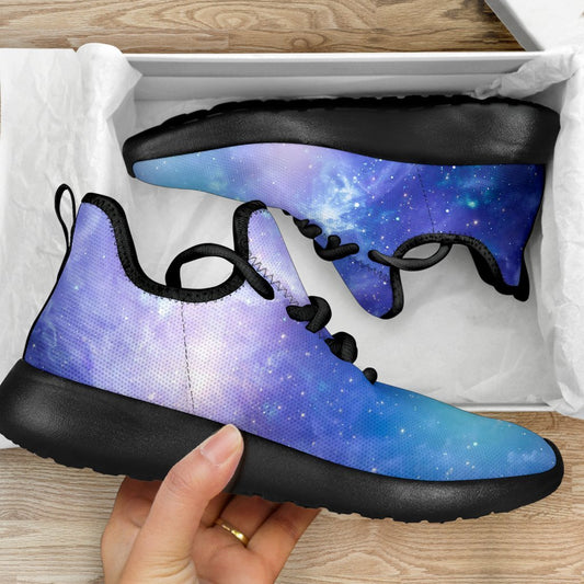 Blue Light Nebula Galaxy Space Print Mesh Knit Shoes GearFrost