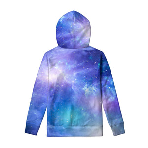 Blue Light Nebula Galaxy Space Print Pullover Hoodie