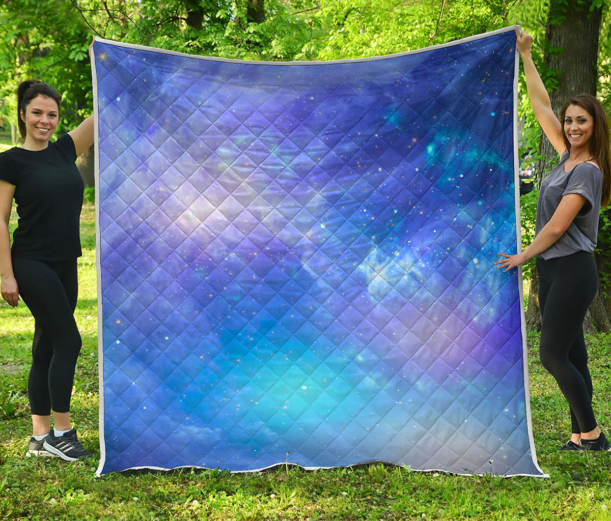 Blue Light Nebula Galaxy Space Print Quilt