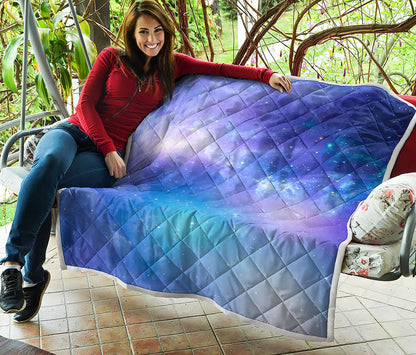 Blue Light Nebula Galaxy Space Print Quilt