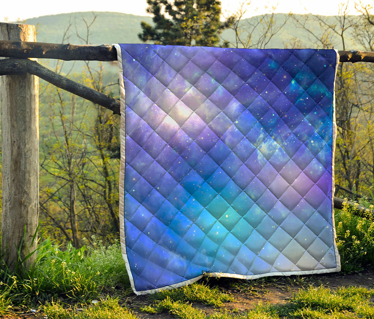 Blue Light Nebula Galaxy Space Print Quilt