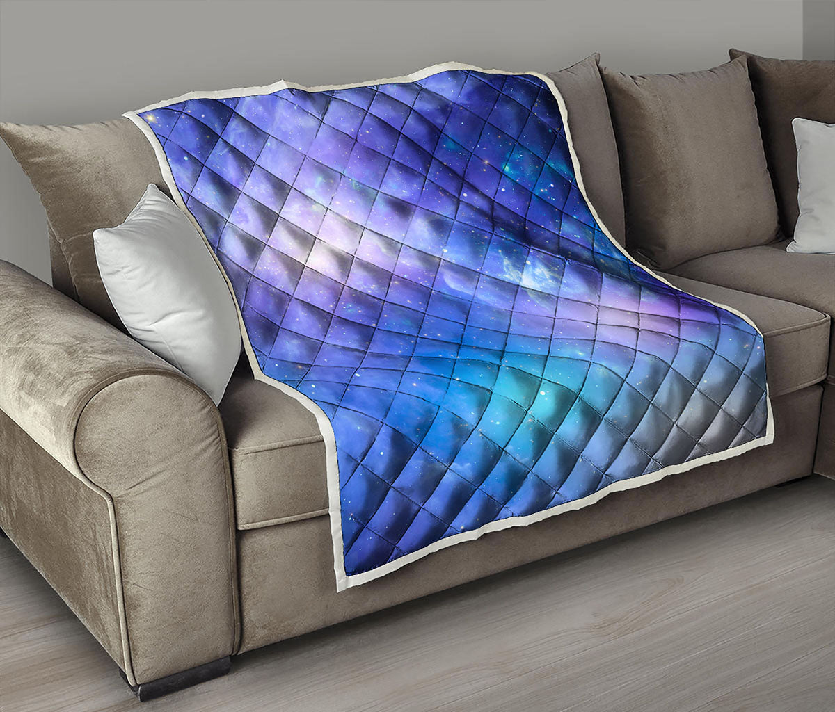 Blue Light Nebula Galaxy Space Print Quilt