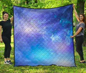 Blue Light Nebula Galaxy Space Print Quilt