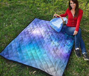 Blue Light Nebula Galaxy Space Print Quilt