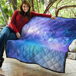 Blue Light Nebula Galaxy Space Print Quilt