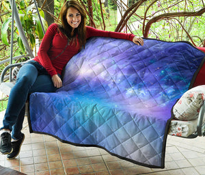 Blue Light Nebula Galaxy Space Print Quilt