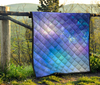 Blue Light Nebula Galaxy Space Print Quilt