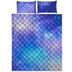 Blue Light Nebula Galaxy Space Print Quilt Bed Set