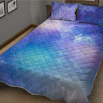 Blue Light Nebula Galaxy Space Print Quilt Bed Set