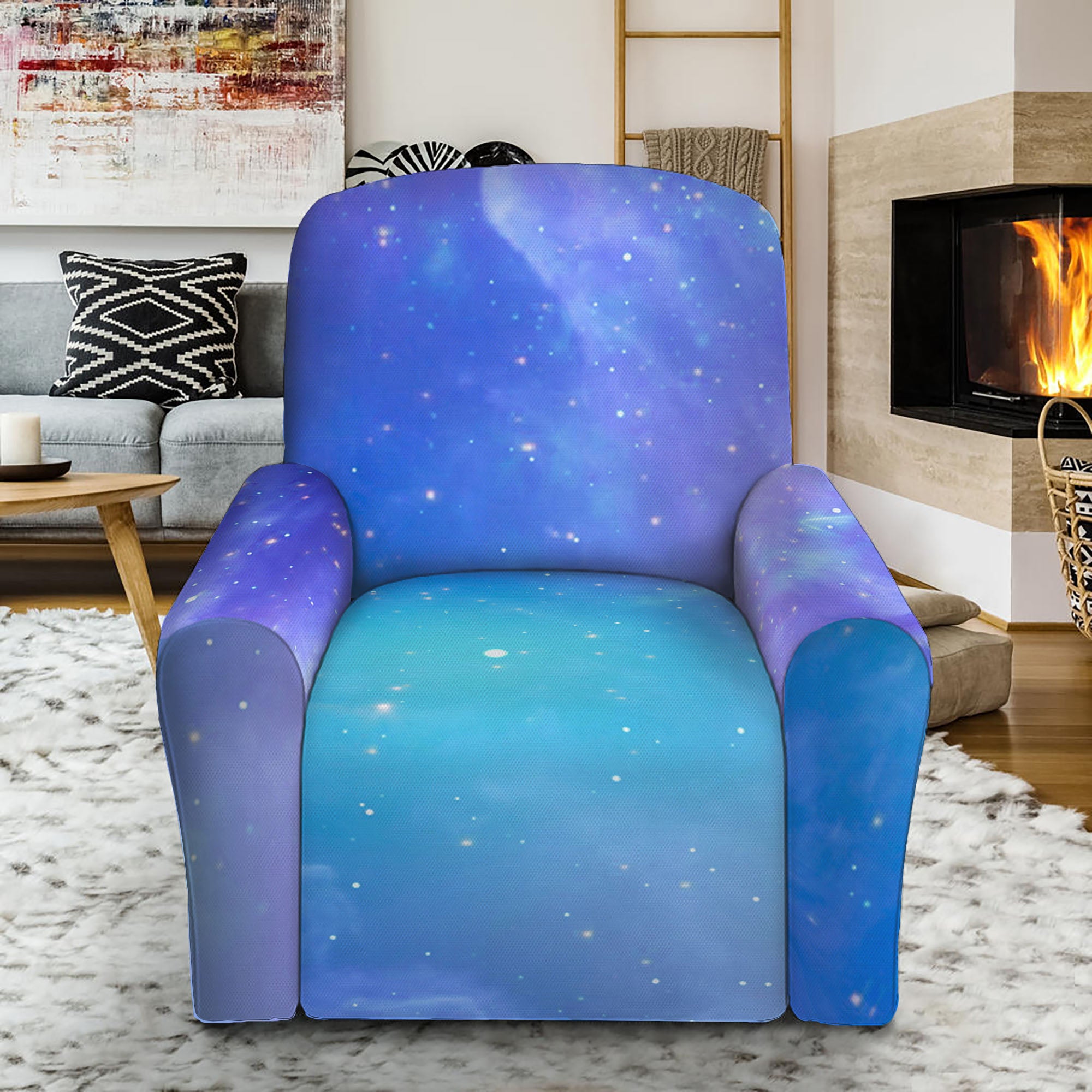 Blue Light Nebula Galaxy Space Print Recliner Slipcover