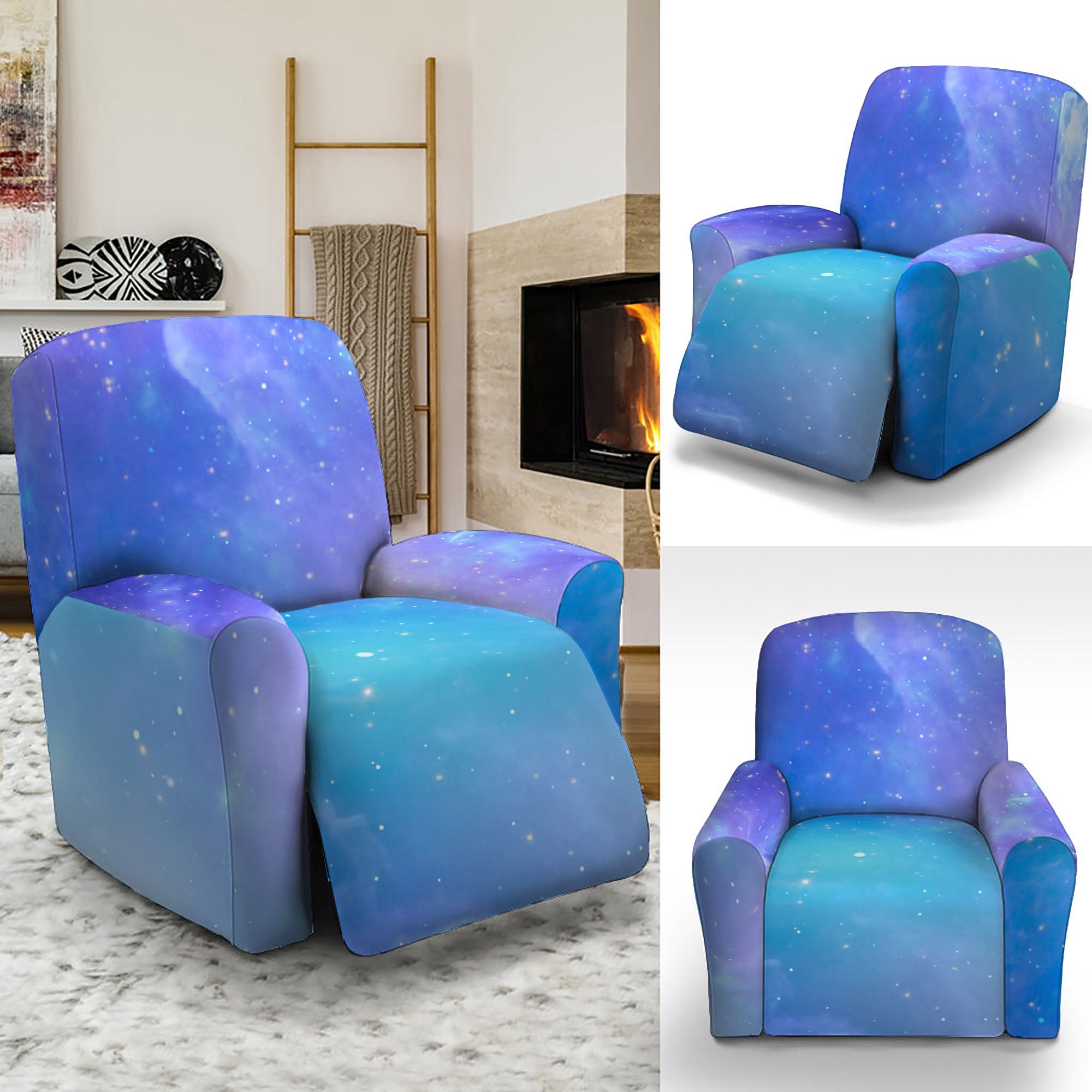 Blue Light Nebula Galaxy Space Print Recliner Slipcover