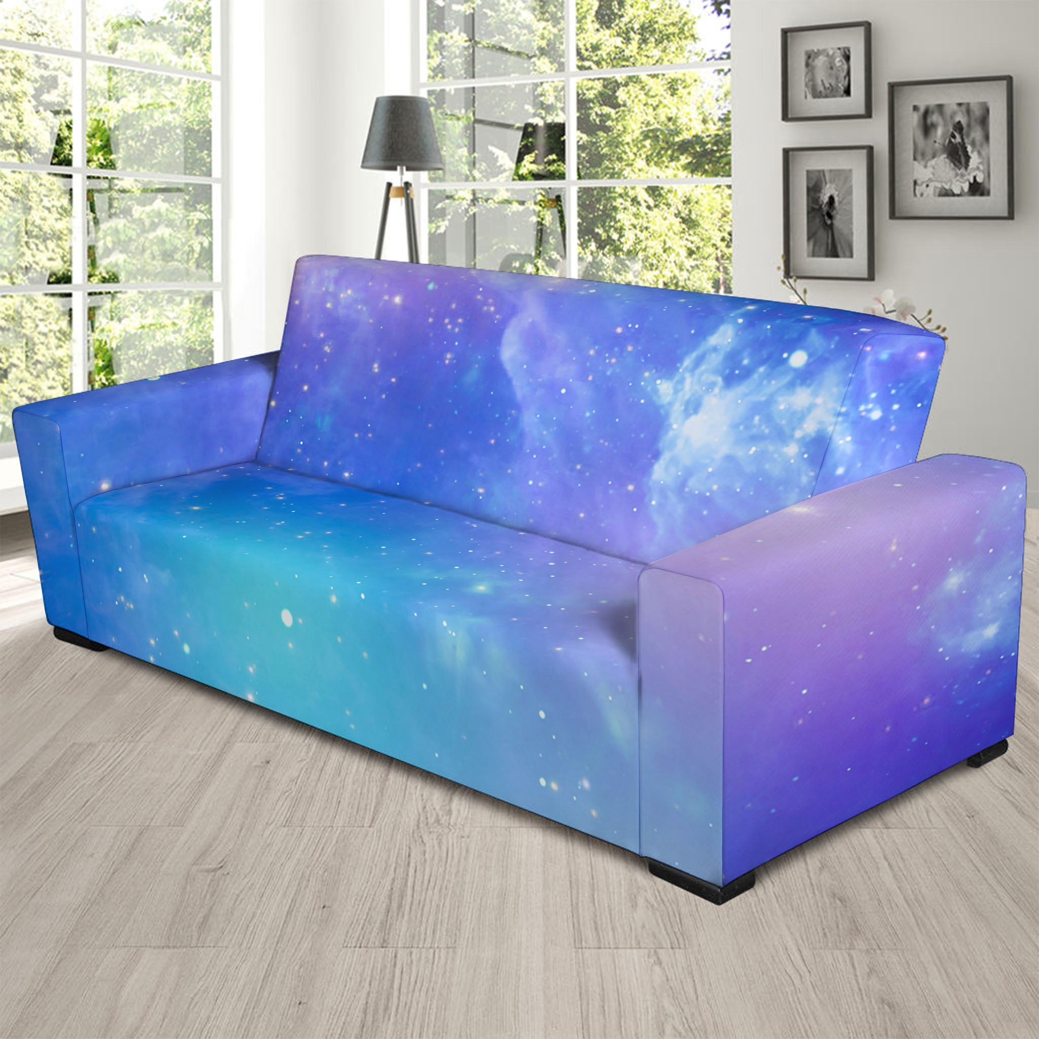 Blue Light Nebula Galaxy Space Print Sofa Slipcover