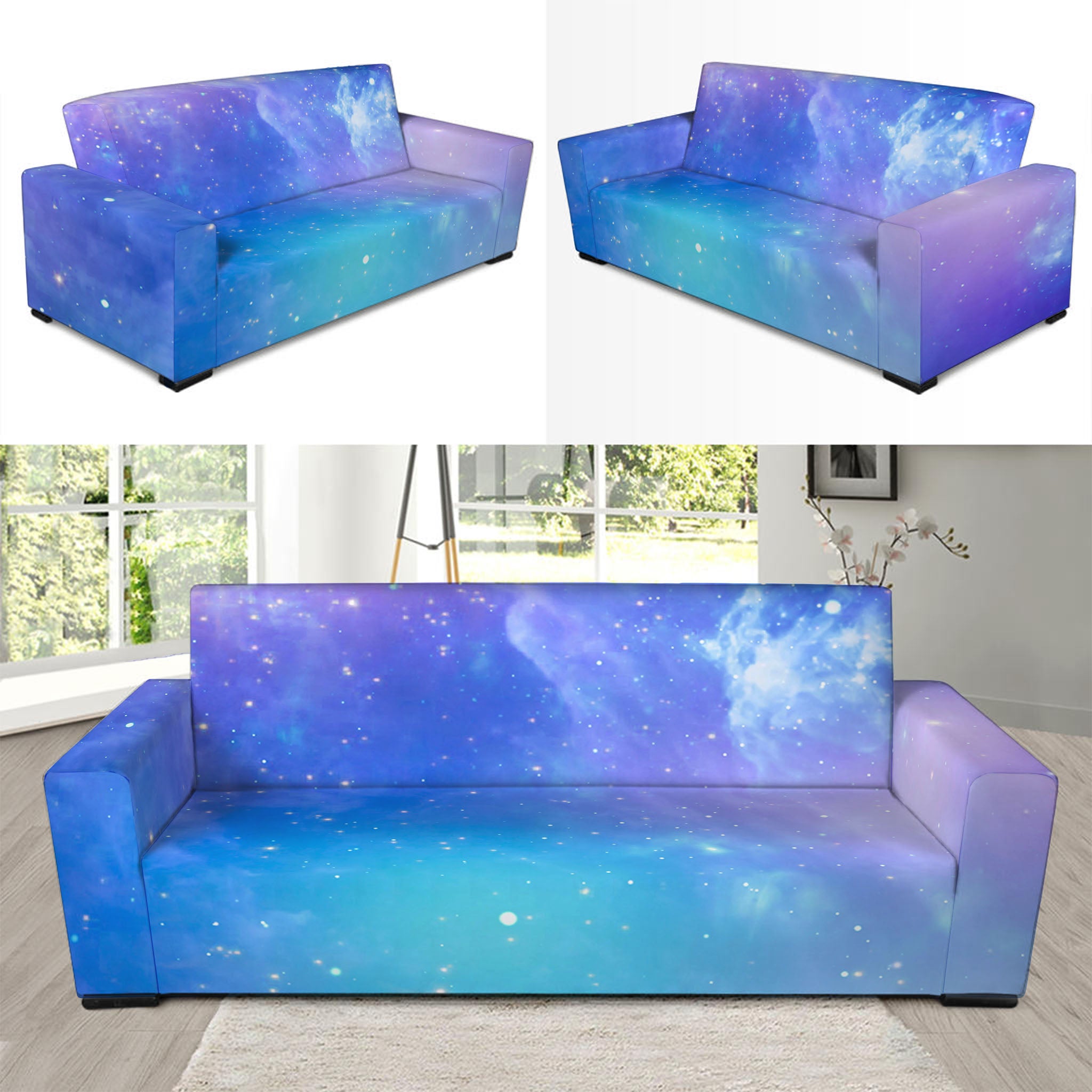 Blue Light Nebula Galaxy Space Print Sofa Slipcover