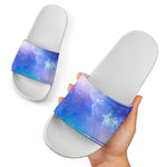 Blue Light Nebula Galaxy Space Print White Slide Sandals